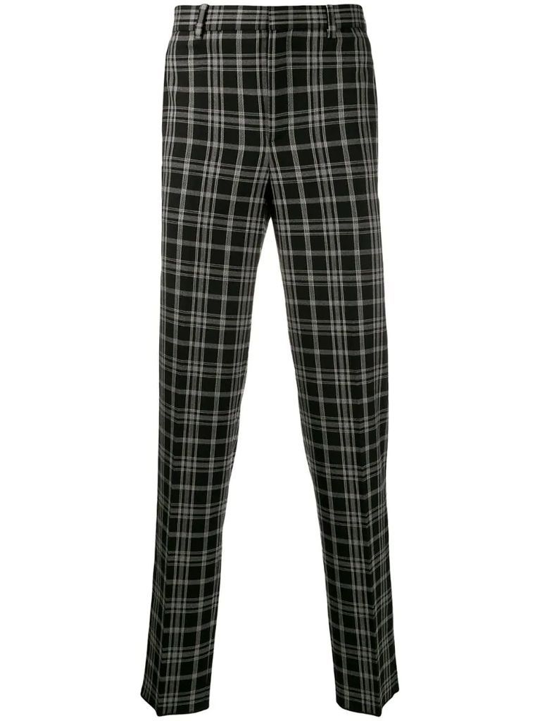 tapered check trousers