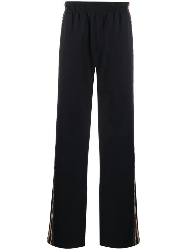 vertical stripe-embroidered track pants