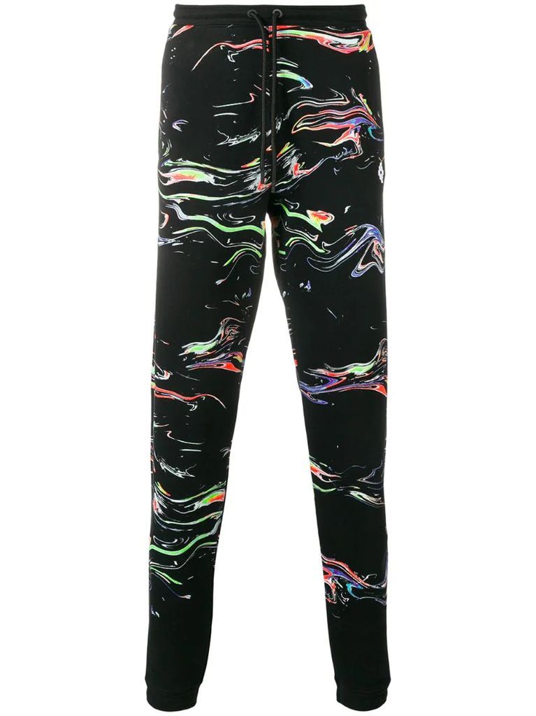 marble print track trousers