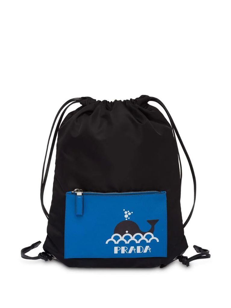 logo print drawstring backpack