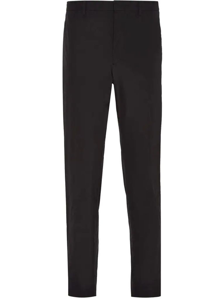 technical fabric slim-fit trousers