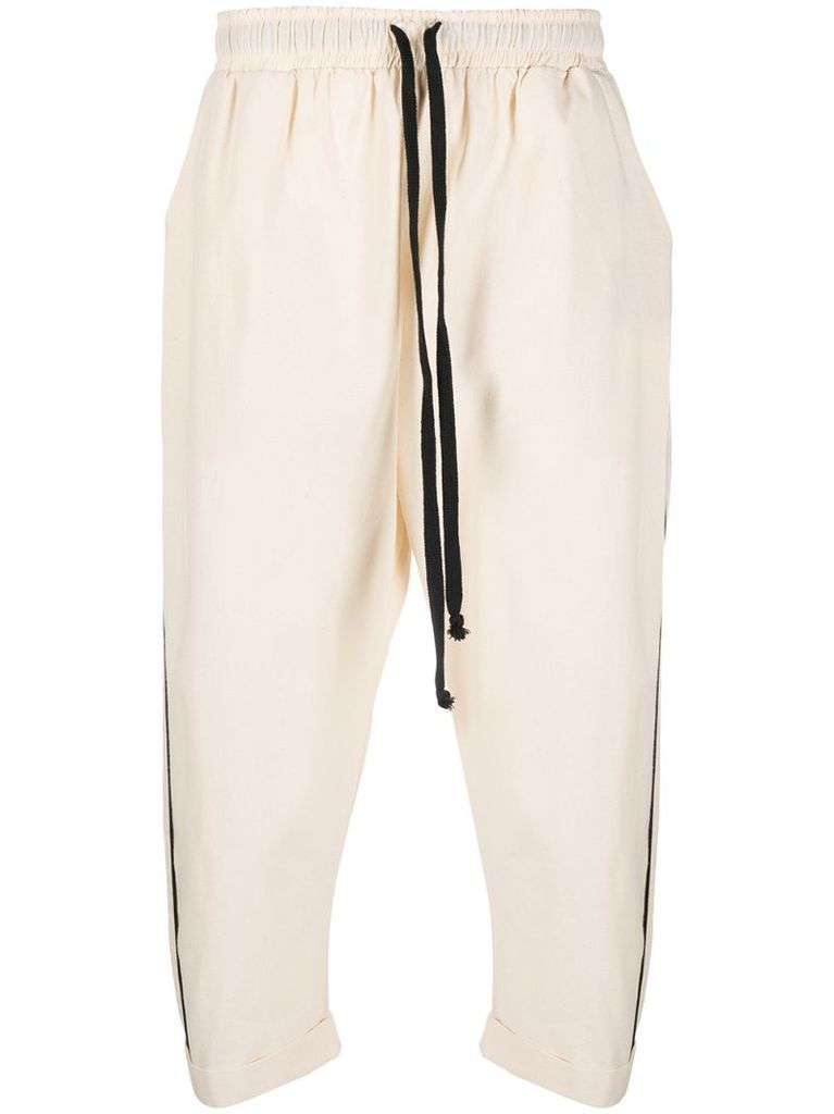 contrast-trim cropped cotton trousers