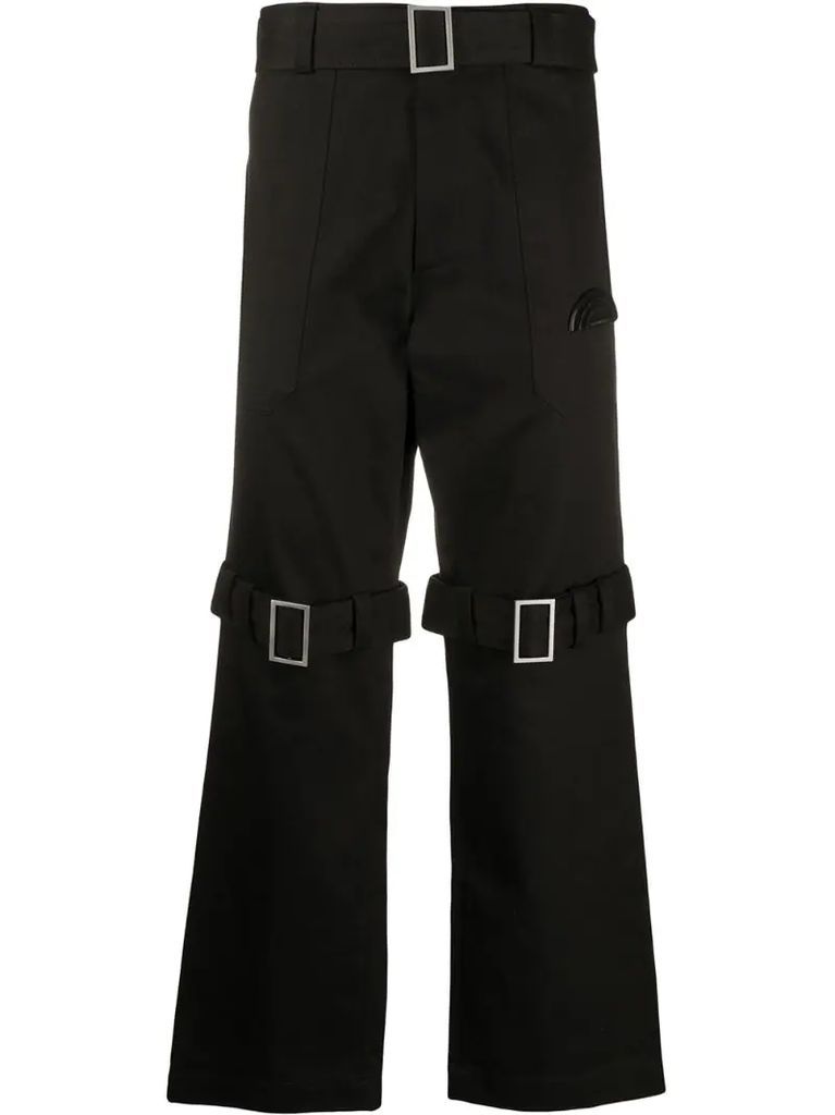 buckle detailed straight trousers