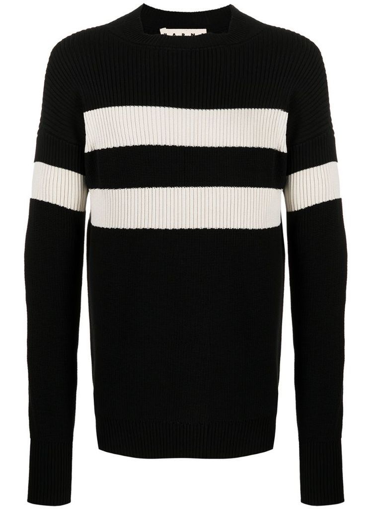 contrast-stripe rib-knit jumper