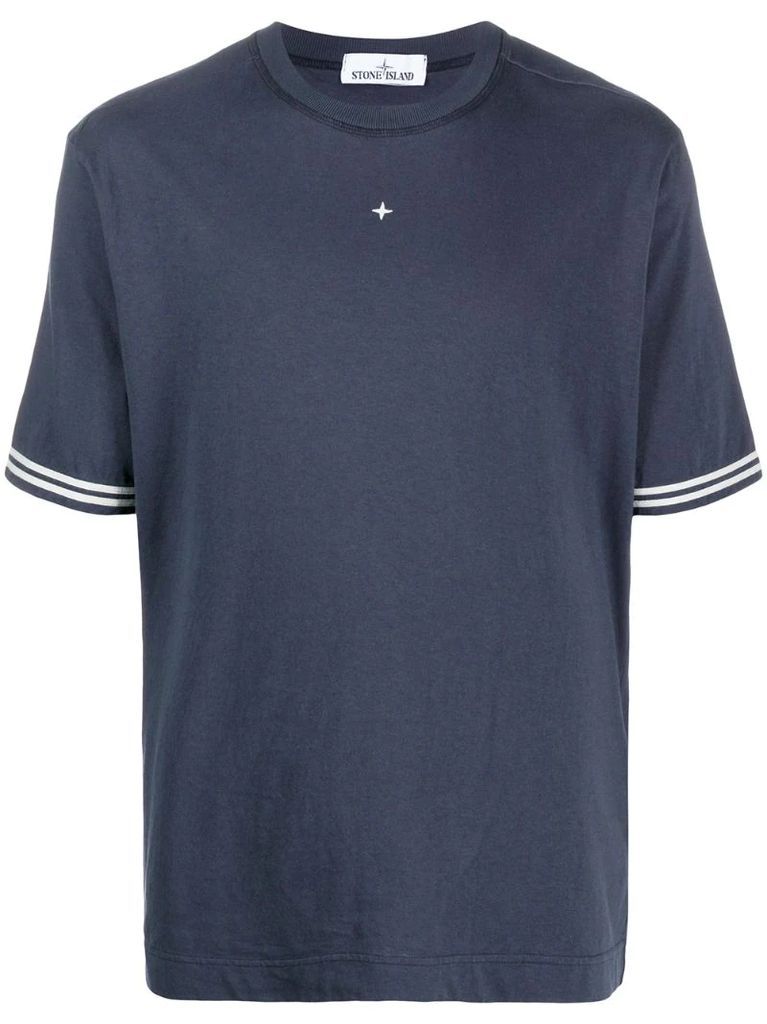 short-sleeved contrast trim T-shirt
