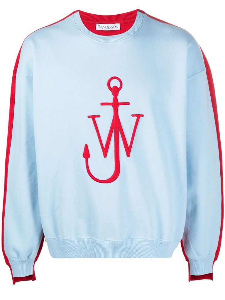 two-tone logo-embroidered sweatshirt