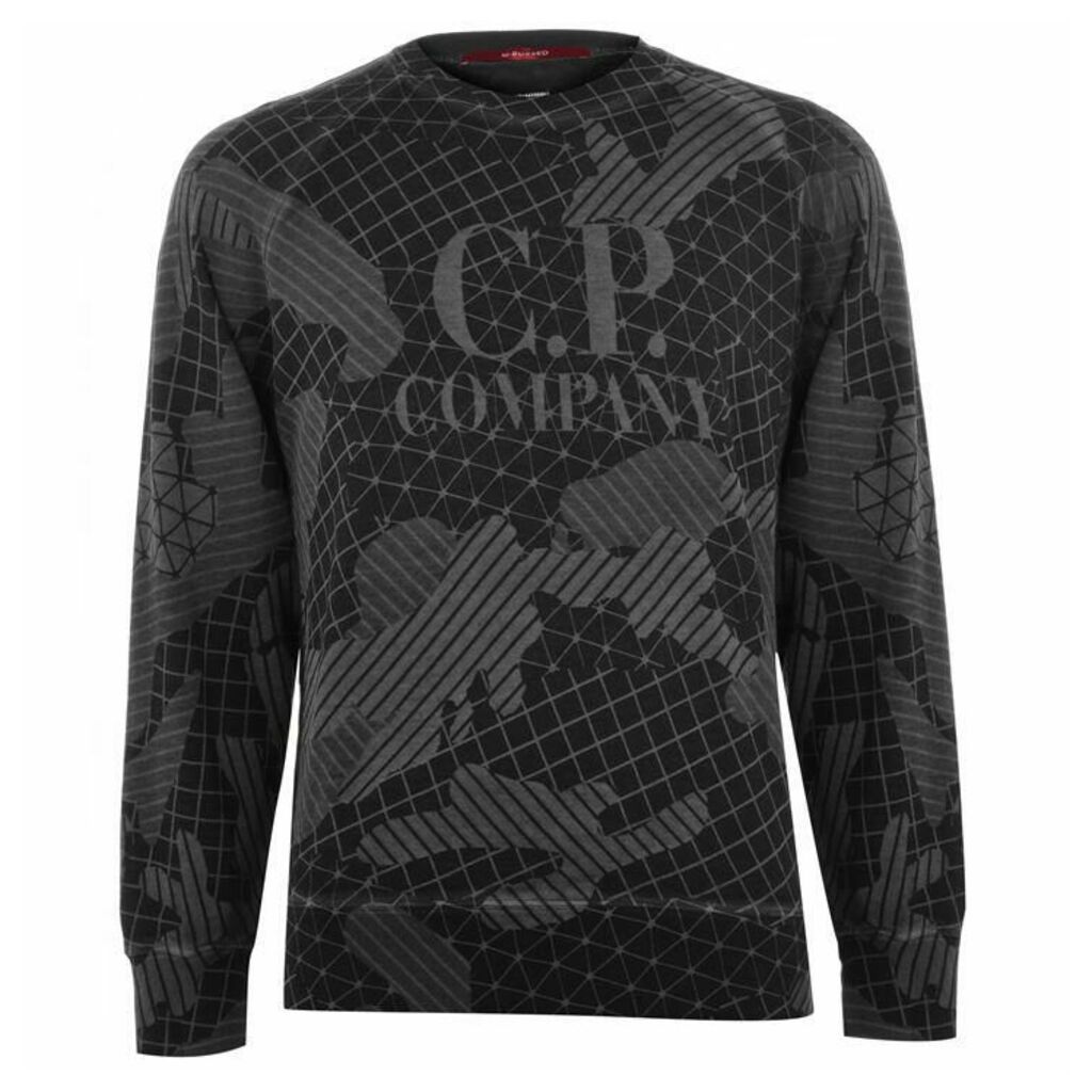 CP Company Grid Print Crew Neck Sweatshirt