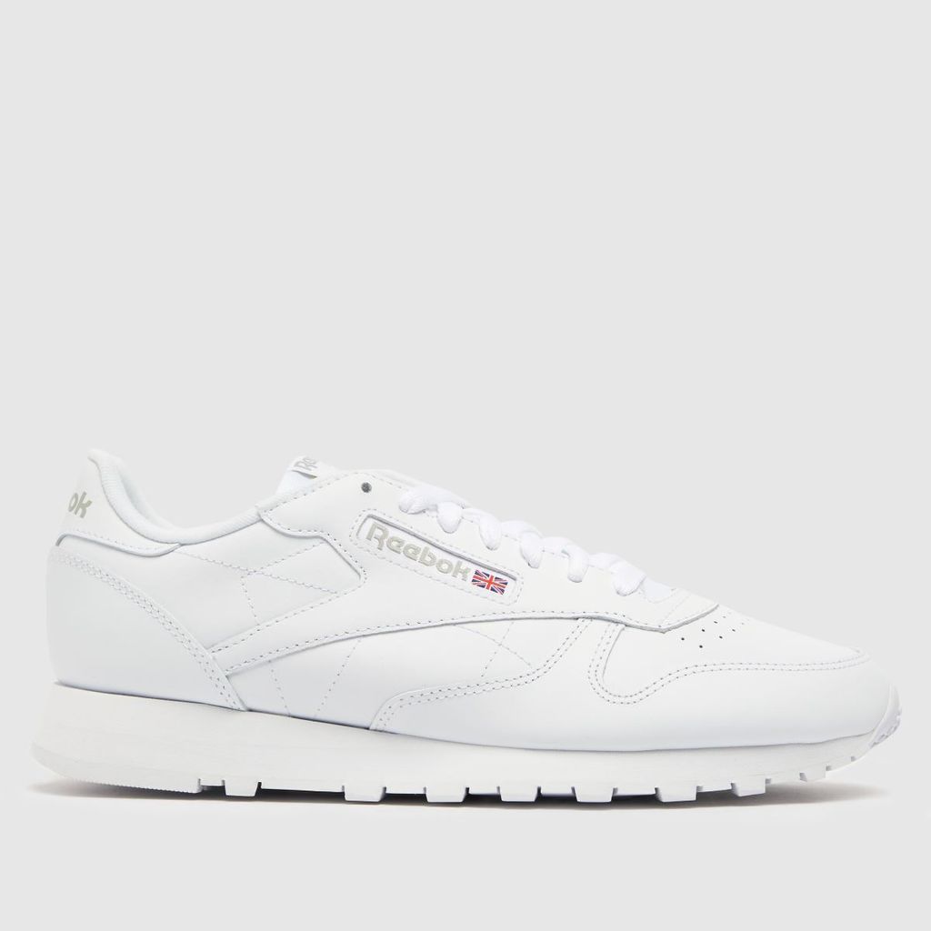 classic leather trainers in white & grey