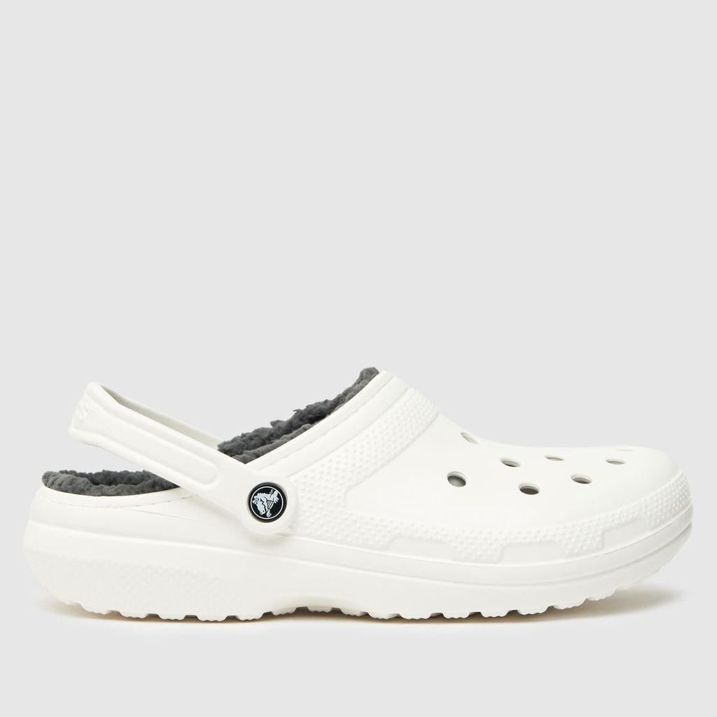 classic lined clog sandals in white & grey