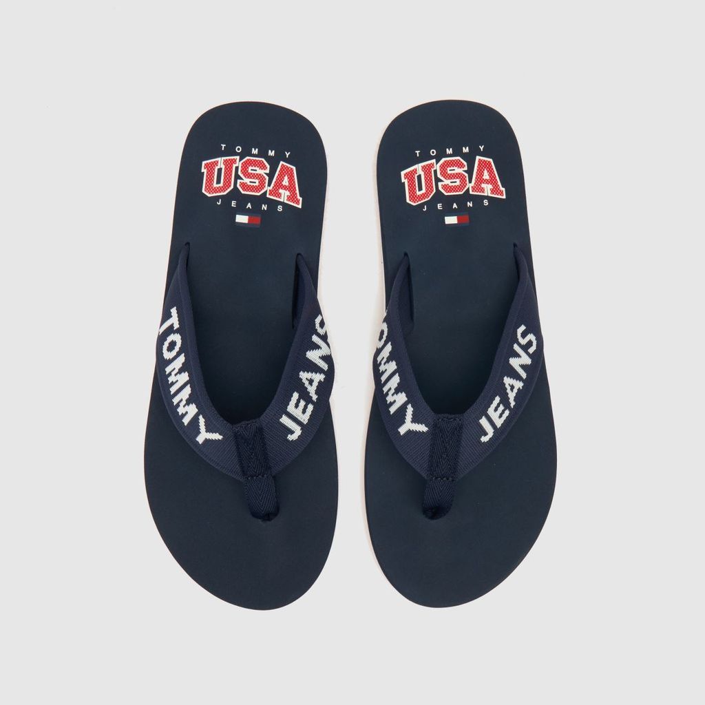 logo tape flip flop sandals in navy
