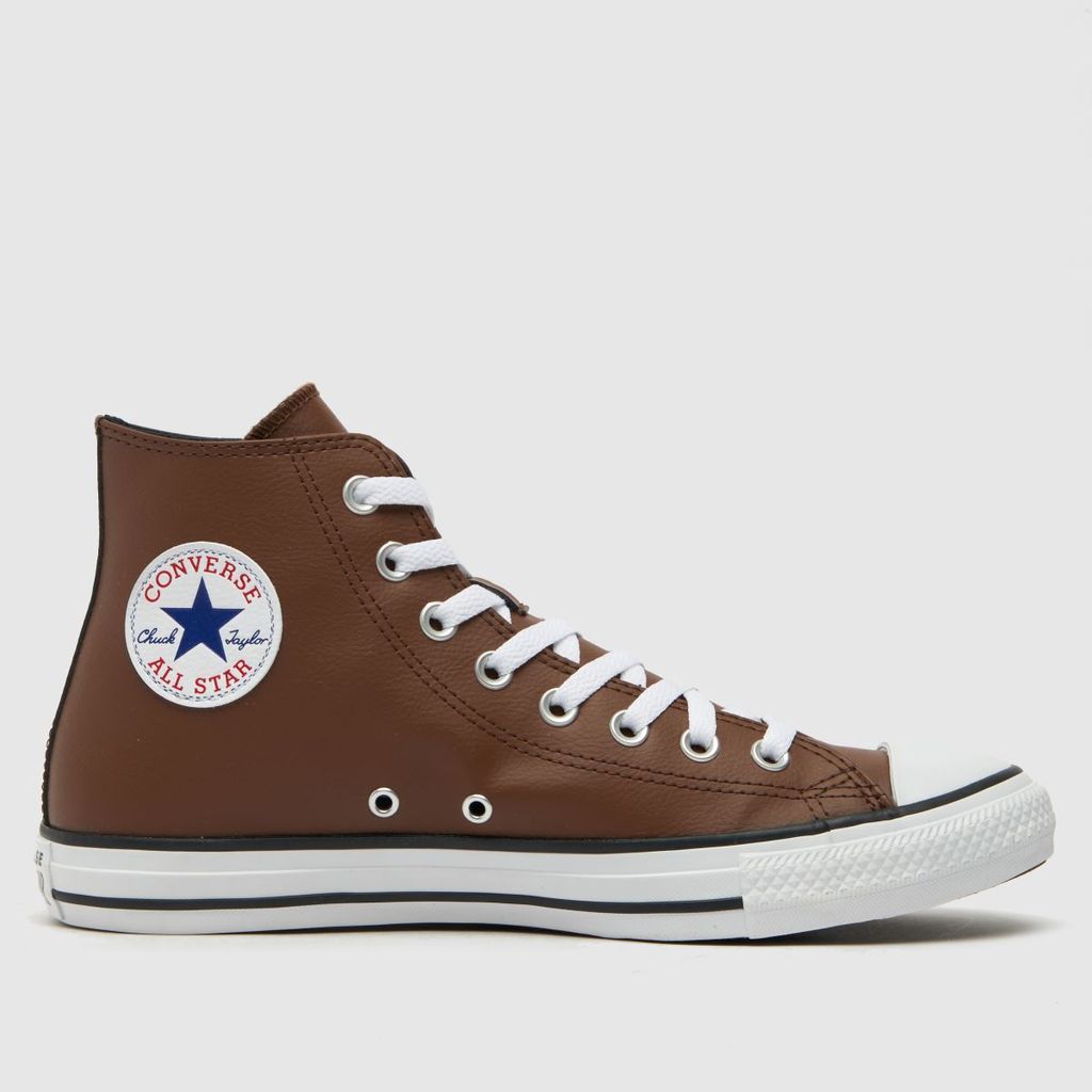 all star hi faux leather trainers in brown