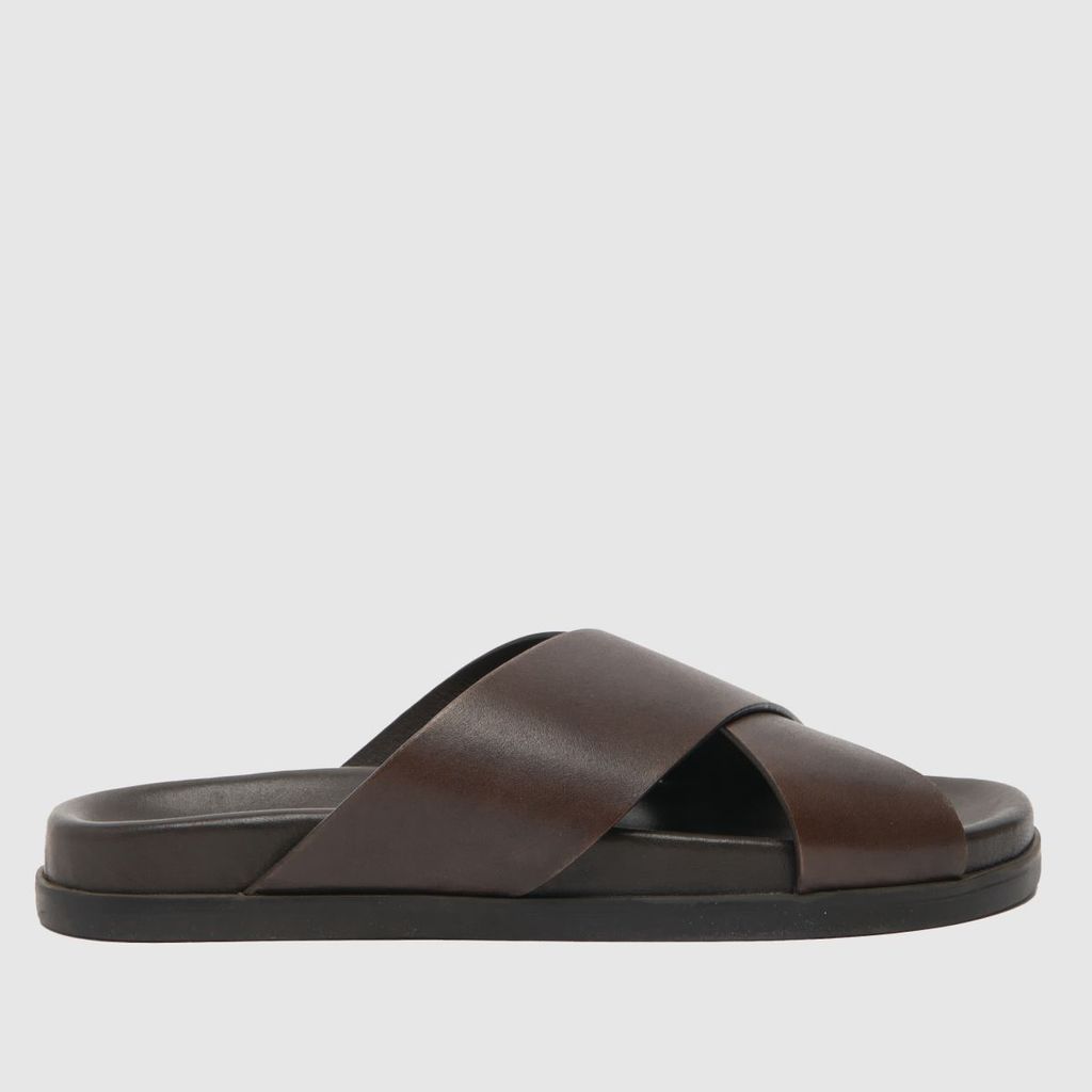 steven leather cross strap sandals in brown