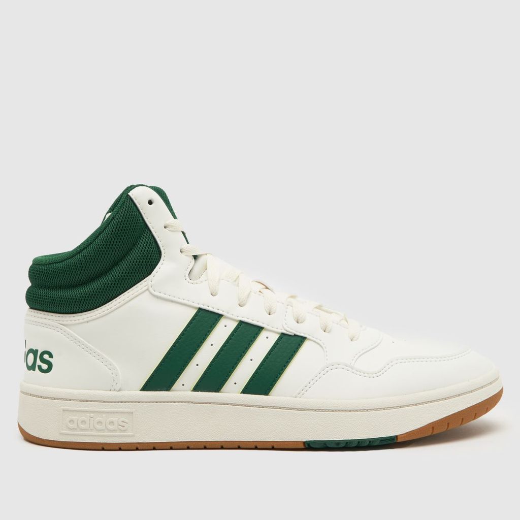 hoops 3.0 mid trainers in white & green