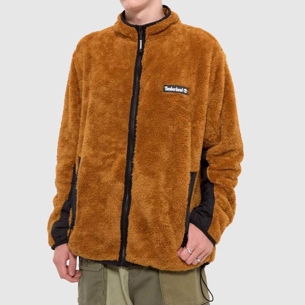 high pile fleece jacket in tan