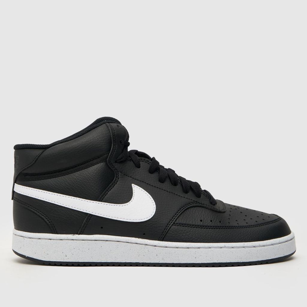 court vision mid trainers in black & white