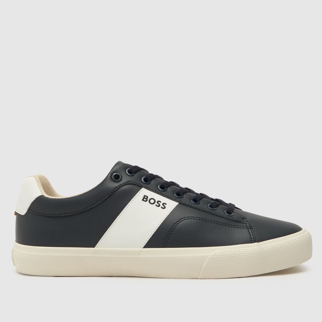 aiden tennis sneaker trainers in navy & white