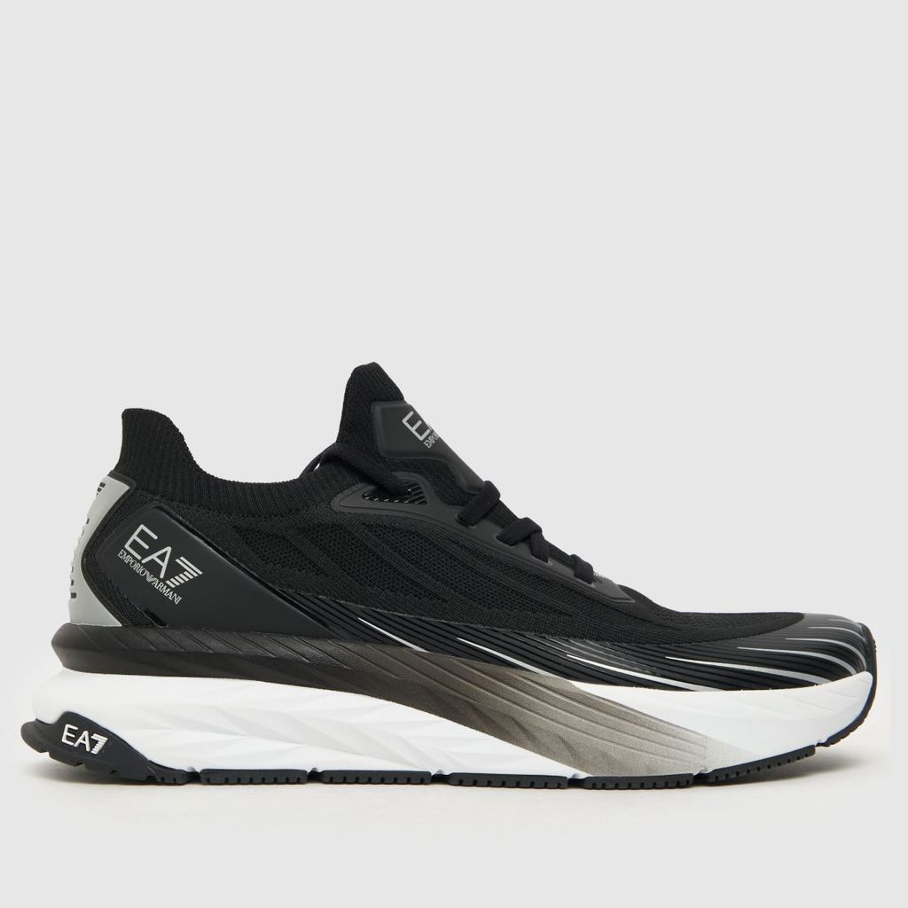 crusher distance sonic knit trainers in black & white