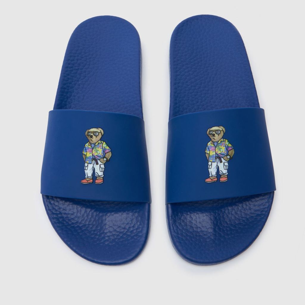 bear slide sandals in blue