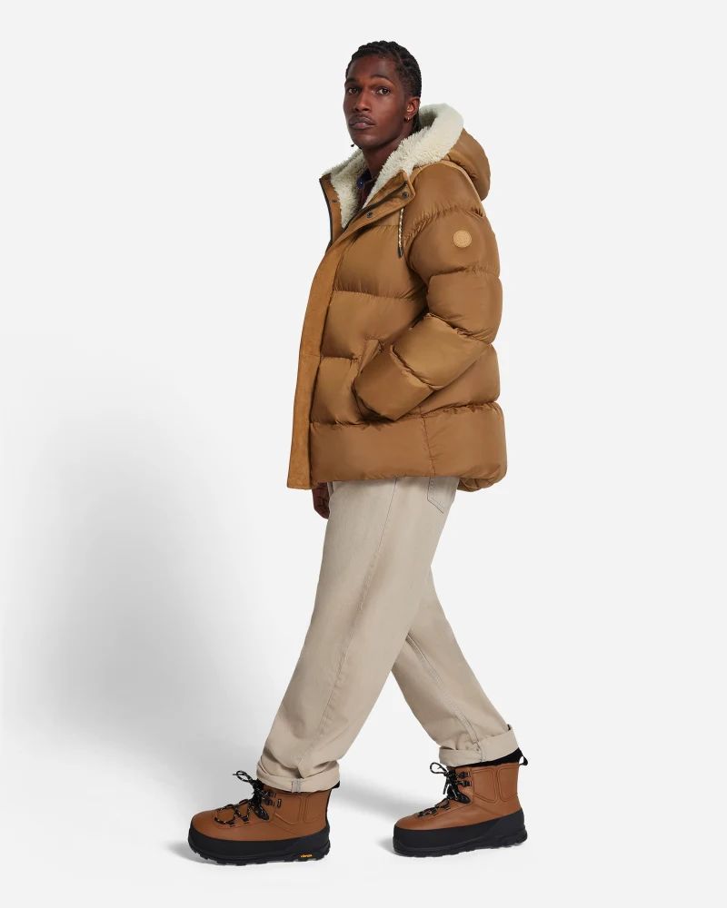 UGG® Shasta Down Puffer Jacket in Brown, Size XL