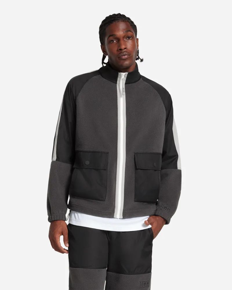 UGG® Max UGG fluff Sport Jacket for Men in Black/Dark Ash, Size Large
