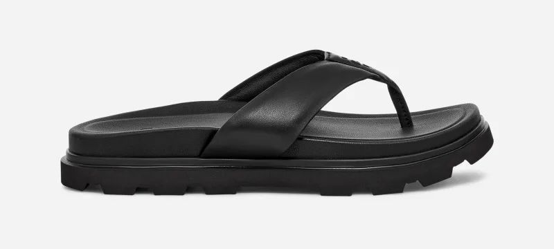 UGG® Capitola Flip Flop for Men in Black, Size 9, Leather