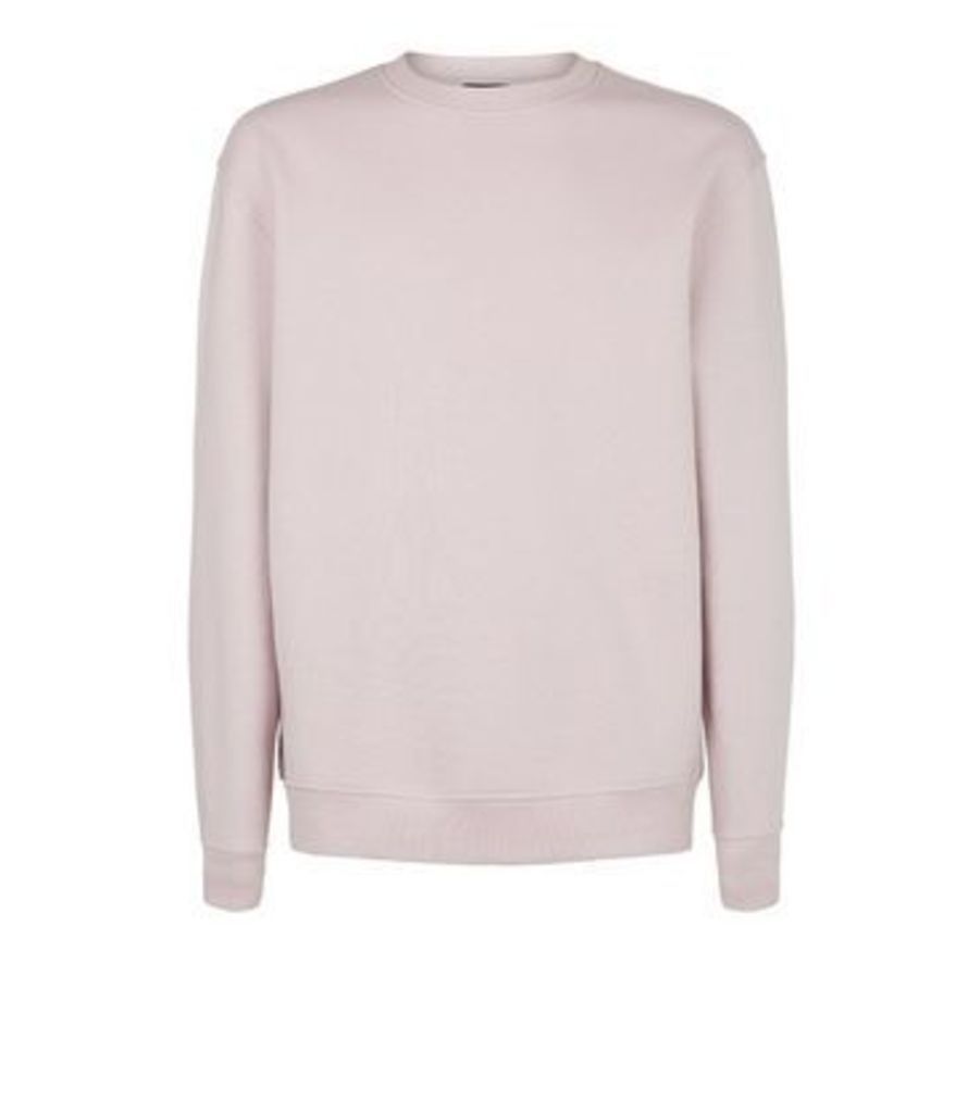 Men's Pink Crew Neck Sweatshirt New Look