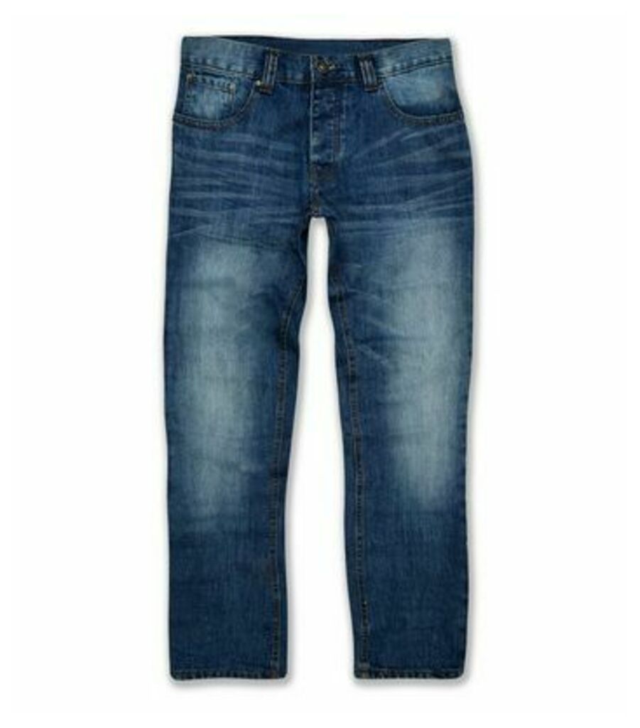 Blue Mid Wash Straight Leg Jeans New Look
