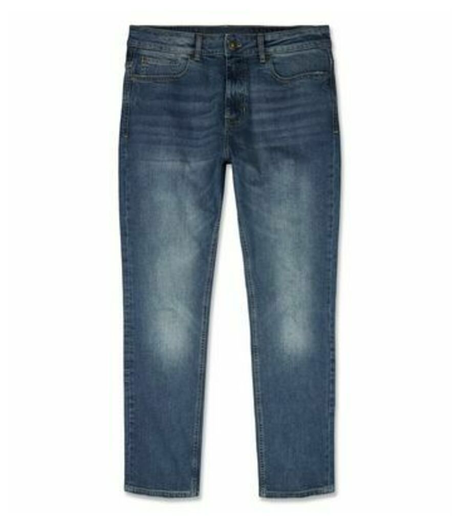 Men's Blue Vintage Washed Slim Stretch Jeans New Look