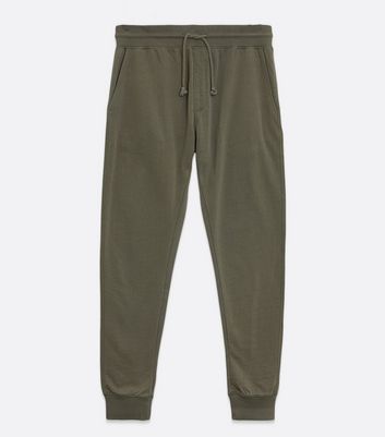 Men's Olive Jersey Cuffed Joggers New Look