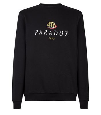 Men's Black Paradox Slogan Sweatshirt New Look