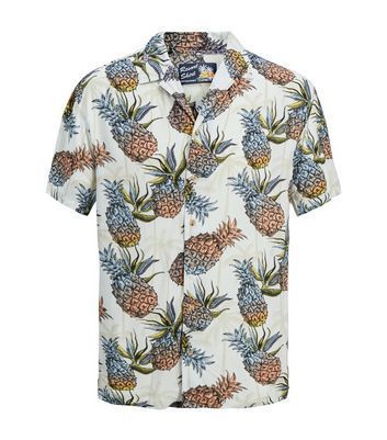 Men's Jack & Jones White Pineapple Short Sleeve Shirt New Look