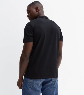 Men's Black Short Sleeve Collared Polo Shirt New Look