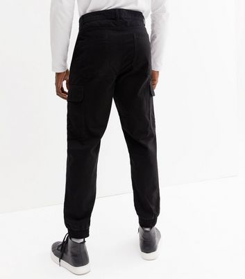 Men's Black Cuffed Cargo Trousers New Look