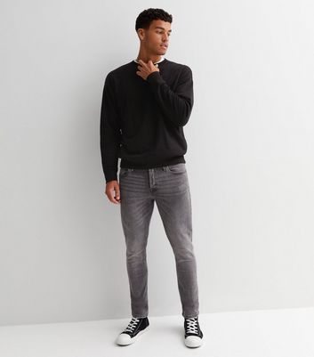 Men's Jack & Jones Grey Regular Fit Jeans New Look