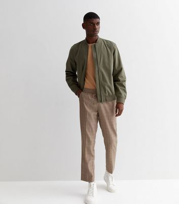 Men's Khaki Twill Bomber Jacket New Look