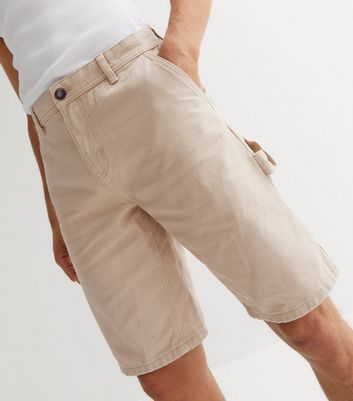 Men's Stone Straight Fit Carpenter Shorts New Look