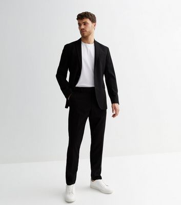 Men's Black Mid Rise Slim Suit Trousers New Look