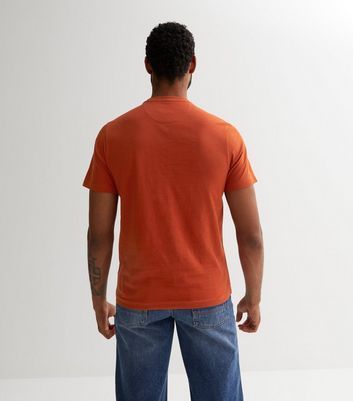 Men's Farah Orange Crew Neck T-Shirt New Look