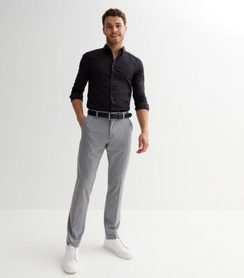 Men's Black Poplin Long Sleeve Muscle Fit Shirt New Look