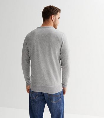 Men's Jack & Jones Pale Grey Crew Neck Logo Sweatshirt New Look