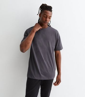Men's Dark Grey Cotton Oversized T-Shirt New Look