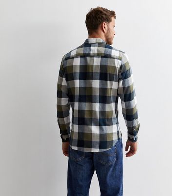 Men's Jack & Jones Khaki Check Long Sleeve Shirt New Look