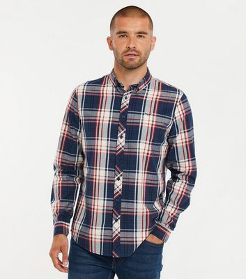 Men's Threadbare Multicoloured Cotton Check Long Sleeve Shirt New Look