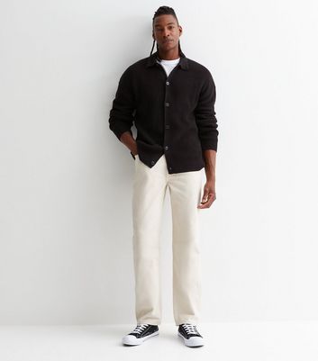 Men's Off White Straight Fit Jeans New Look