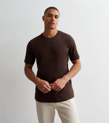 Men's Jack & Jones Dark Brown Cotton Crew Neck T-Shirt New Look