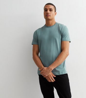 Men's Teal Cotton Crew Neck Regular Fit T-Shirt New Look
