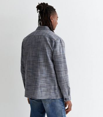 Men's Grey Check Print Textured Regular Fit Overshirt New Look