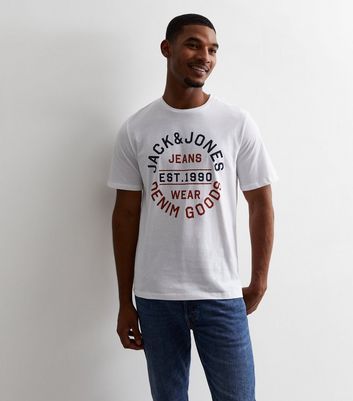 Men's Jack & Jones White Cotton Crew Neck T-Shirt New Look