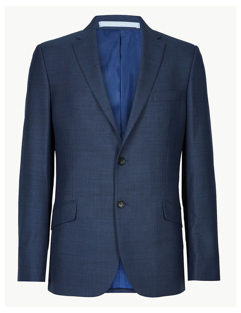 M&S Collection Big & Tall Blue Textured Slim Fit Jacket