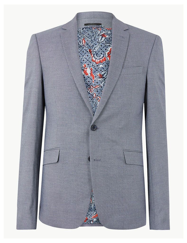 M&S Collection Blue Slim Fit Jacket with Stretch